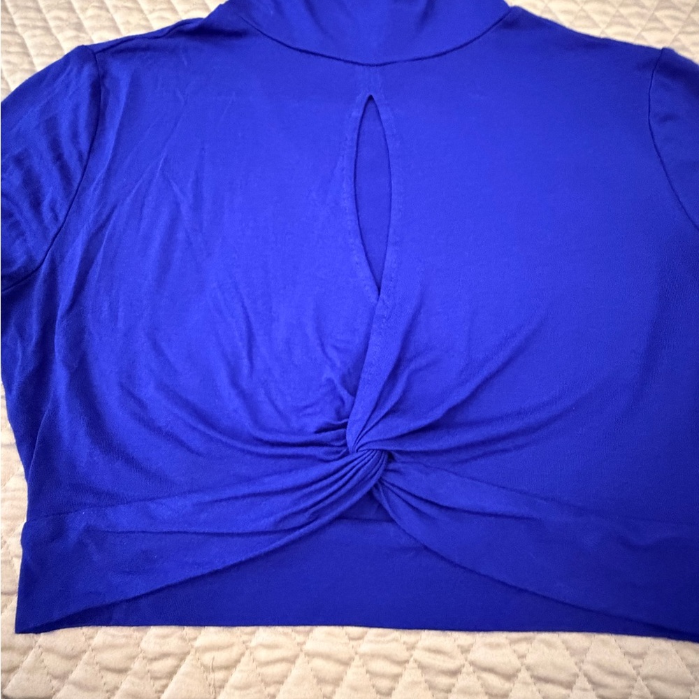 BCBGMaxAzria Cobalt Blue Twist Front Crop Top - Picture 5 of 6